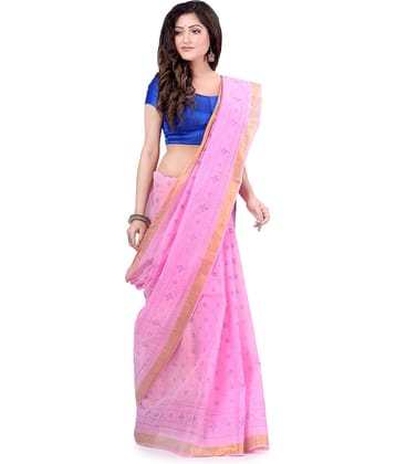 Desh Bidesh Silk Blend Printed Saree Without Blouse Piece ( Pink )