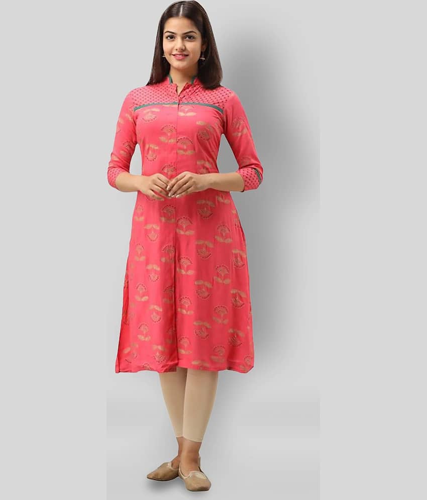 SVARCHI - Pink Viscose Women's Front Slit Kurti ( Pack of 1 )