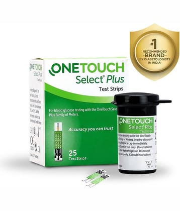 Onetouch Select Plus Test Strips | Pack of 25 Strips | For Onetouch Select Plus Simple Glucometer