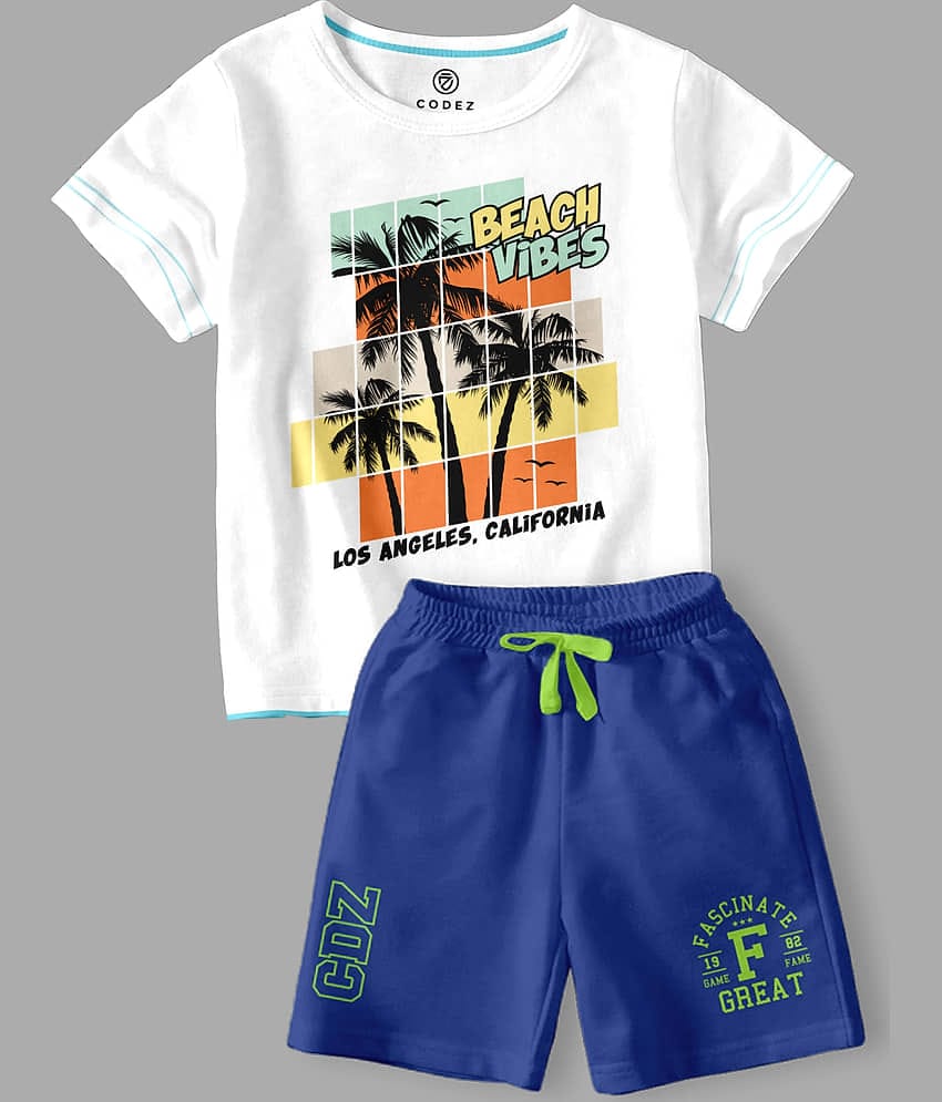 CODEZ Pack of 2 Boys Cotton Blend T-Shirt & Shorts Set ( Multicolor )