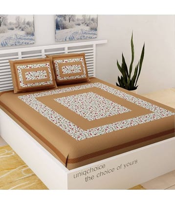Uniqchoice Cotton 1 Double Bedsheet with 2 Pillow Covers ( Brown )