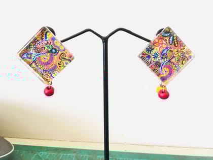 Ehnic-ally Glass Studs with Wooden beads