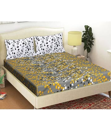 FrionKandy Living Cotton Double Bedsheet ( Grey )