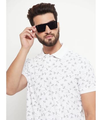 OGEN Pack of 1 Cotton Blend Regular Fit Printed Half Sleeves Men's Polo T Shirt ( White )