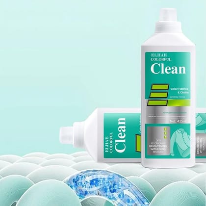 ELHAE Colorful Clean Liquid Detergent for Color Fabrics | 8-in-1 Deep Clean Power | Brightening & Stain Removal Formula | Gentle on Clothes | Pack of 2 (425ml Each)
