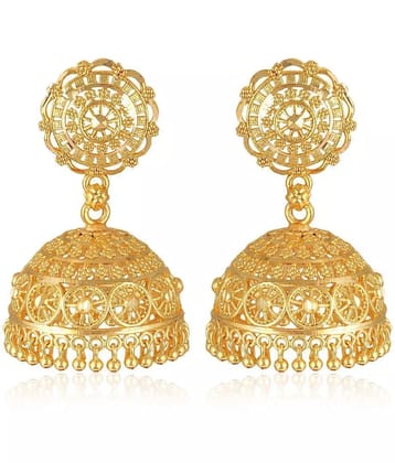 VIVASTRI Golden Jhumki Earrings ( Pack of 1 ) - Golden