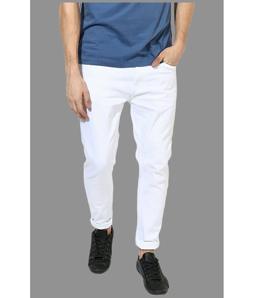 HALOGEN - White Cotton Blend Slim Fit Men's Jeans ( Pack of 1 )