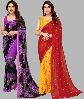 ANAND SAREES Georgette Printed Saree With Unstitched Blouse Piece ( Multicolor )