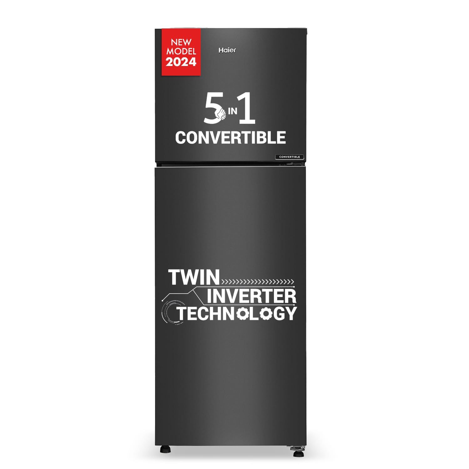 Haier 240 L, 3 Star, 5 In 1 Convertible, Twin Inverter Technology, Frost Free Double Door Refrigerator (HEF-253GB-P, GE Black, 2024 Model) Haier 240 L, 3 Star, 5 In 1 Convertible, Twin Inverter Technology, Frost Free Double Door Refrigerator (HEF-253GB-P