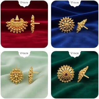 Vivastri Premium Gold Plated Alloy Stud Earrings Combo for Women & Girls Pack of 4