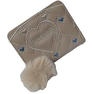 Girl'S Fashion Card Coin Holder Ladies Small Metal Purse Women'S Wallet (Beige)