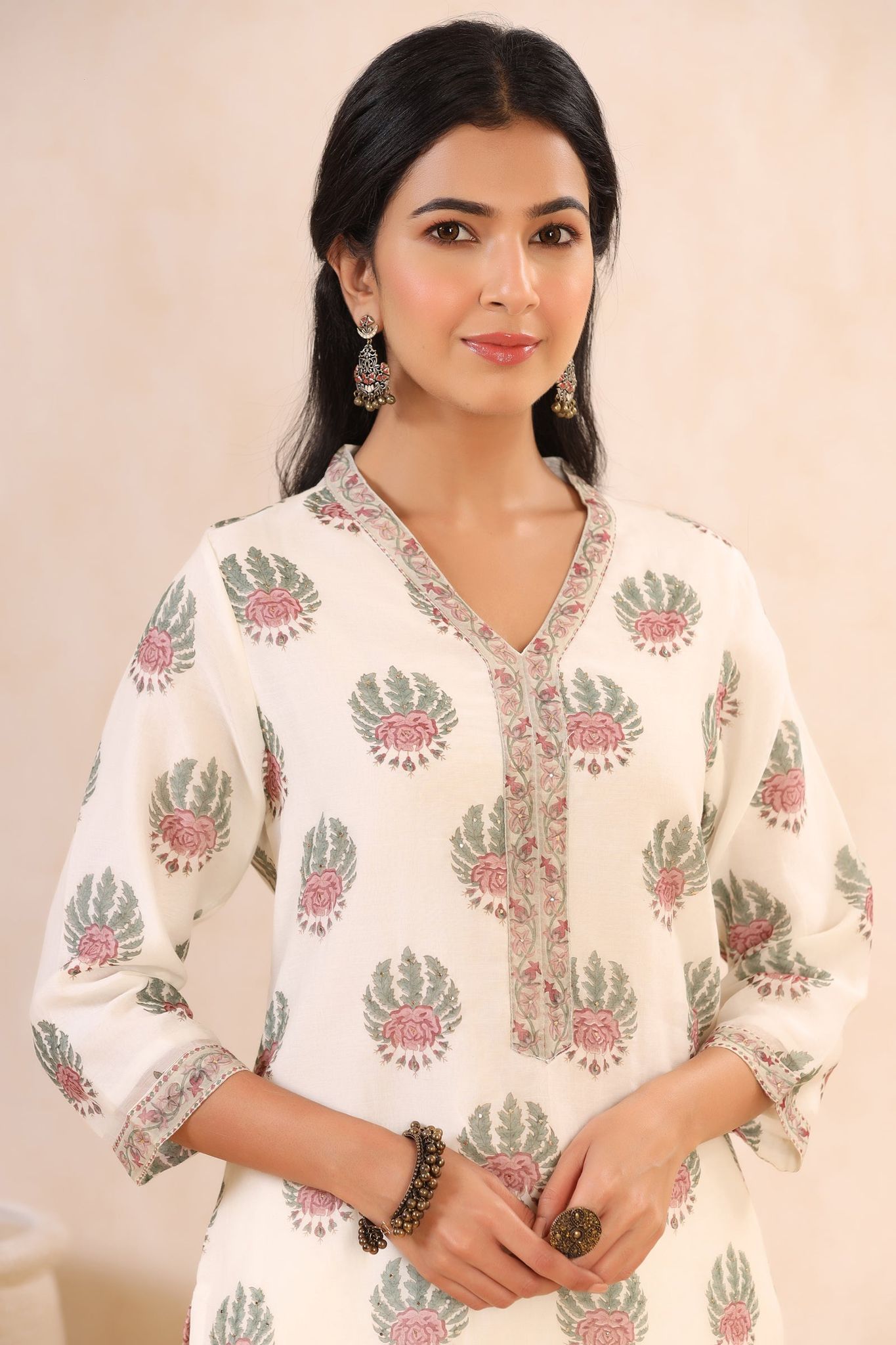 Chandani Sadaf Chanderi Straight Kurta-XXL / Maroon / Maroon