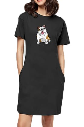 T-shirt Dress With Pockets - Wringkly Sprinkly Bulldog (6 Colours) (Slim Fit)