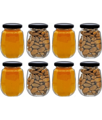 CROCO JAR - Black Glass Food Container ( Pack of 8 )