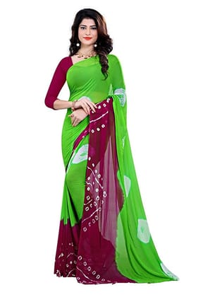 Generic Women's Chiffon Saree (Green, 5 - 6 Mtrs)