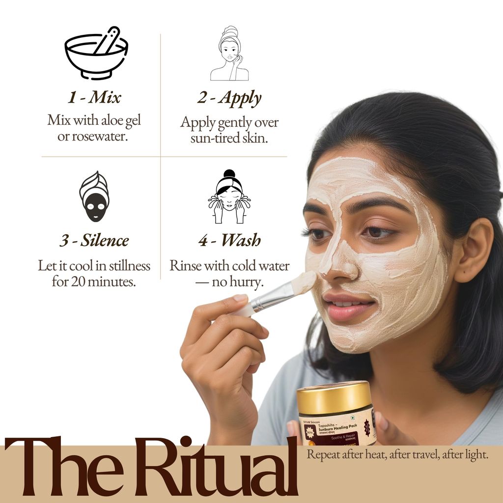 RUVA Ayurvedic Sunburn Face Pack | Sun-Soothed Vetiver & Aloe Lepa for Tanning, Redness & Inflammation | After-Sun Ayurvedic Remedy for All Skin Types | Men & Women