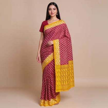 Handloom Bengal Mix Cotton Jamdani Maroon Saree