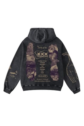 XXX Tentacion Designed Oversized Hoodie-S / Vintage Black