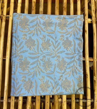 Elegant Unstitched Cotton Fabric for Kurtas-Light Blue