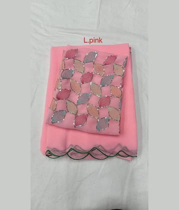 supalee Tex Georgette Solid Saree With Unstitched Blouse Piece ( Multicolor1 )