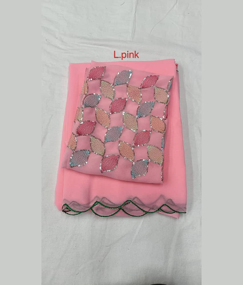 supalee Tex Georgette Solid Saree With Unstitched Blouse Piece ( Multicolor1 )