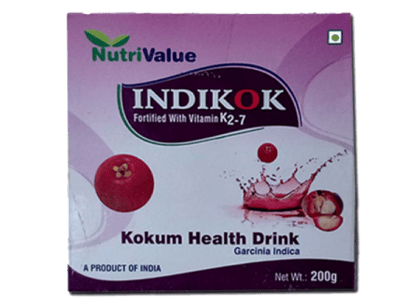 NutriValue Indikok with sugar - Kokum based health drink fortified with Vit K 2- 7 NutriValue Indikok with sugar - Kokum based health drink fortified with Vit K 2- 7