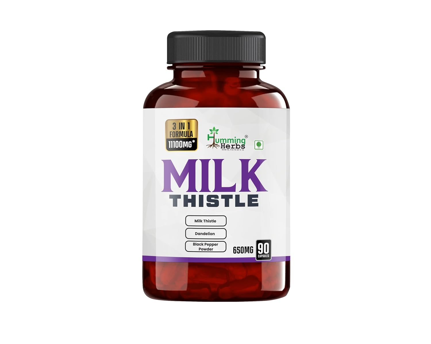 Humming Herbs Milk Thistle - 3 in 1 Formula, 11000MG - Milk Thistle 2.0, Dandelion, Black Pepper Extract - Supports Liver Health, 90 Capsules