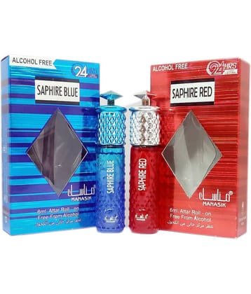 MANASIK  SAPHIRE BLUE & SAPHIRE RED Concentrated   Attar Roll On 6ml .  ( COMBO SET )