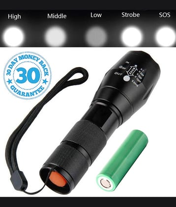 RSA High Power Rechargeable And Two Bulb LED Torch 9W Flashlight Torch 50W Flashlight Torch - Pack of 1