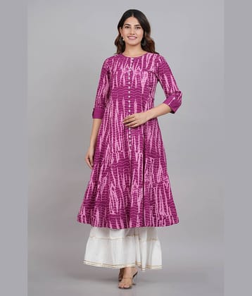 Yash Gallery Cotton Printed A-line Women's Kurti - Purple ( Pack of 1 )