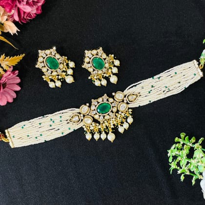 Nayaab Subi Pearl Choker-Red