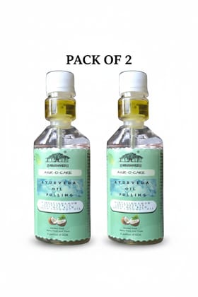 Hrushived Ayur O Care Ayurvedic Oil Pulling Blend with Virgin Coconut Oil Mint Nutmeg and Cinnamon Pack of 2