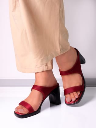 Darcy Maroon Block Heels-Heels / 36