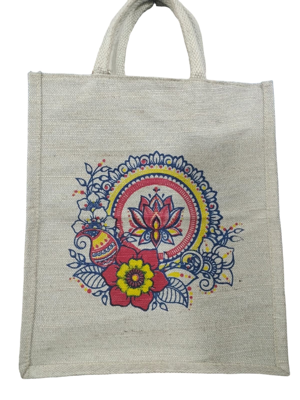 Eco-Friendly Jute Shopping Bag with Hand-Painted Design - Stylish, Durable, and Spacious Tote for Everyday Use