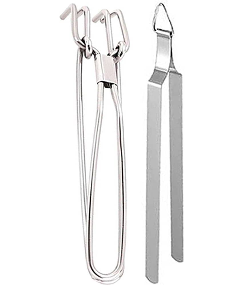 JISUN - Silver Stainless Steel Pakkad+Roti Chimta ( Pack 2 )