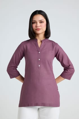 Janvika Linen Short Kurta-XS
