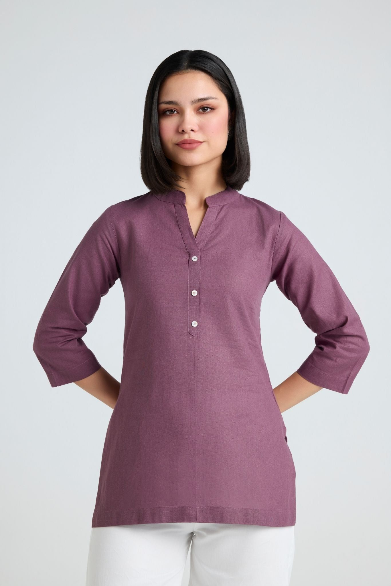 Janvika Linen Short Kurta-XS