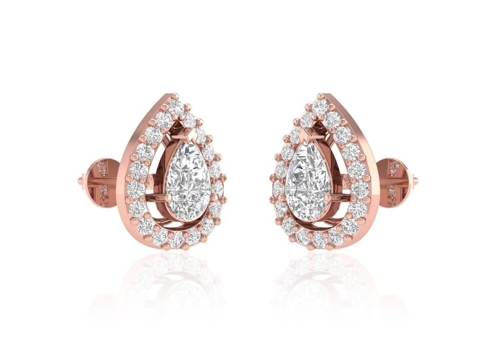Teardrop Halo Solitaire Studs