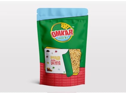Omkar Snacks | Bhavnagri Gathiya  150 gms - Pack of 1 I Healthy Traditional snacks with 50% less oil | No Added Preservative I Crunchy - Chatpata - Savoury - Namkeen |