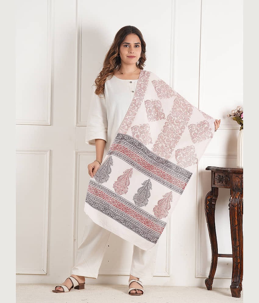 Style 98 White Cotton Women's Stole ( Pack of 1 )
