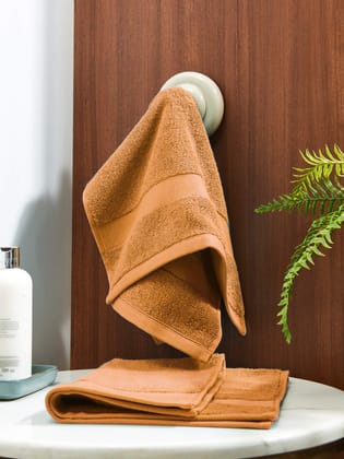 DDECOR - Vital Collection 100% Cotton Bomboo Plains And Textures Pattern  Hand Towel |40 CM X 60 CM| - Orange