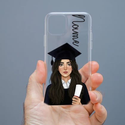 Personalized Cute Girl Transparent Silicon Case Customised with Name for Oppo, Vivo, Redmi, Realme, Poco, Mi, OnePlus, Samsung, iPhone, and More - design 51