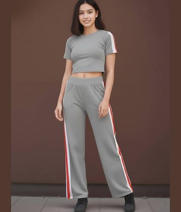 DTR FASHION Women Striped T-Shirt With Trousers Co-Ord Set ( Black )