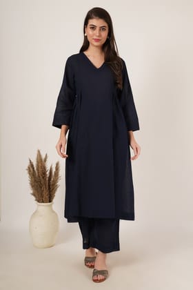 Navy Blue Kurta Co-Ord Set Of 2-S
