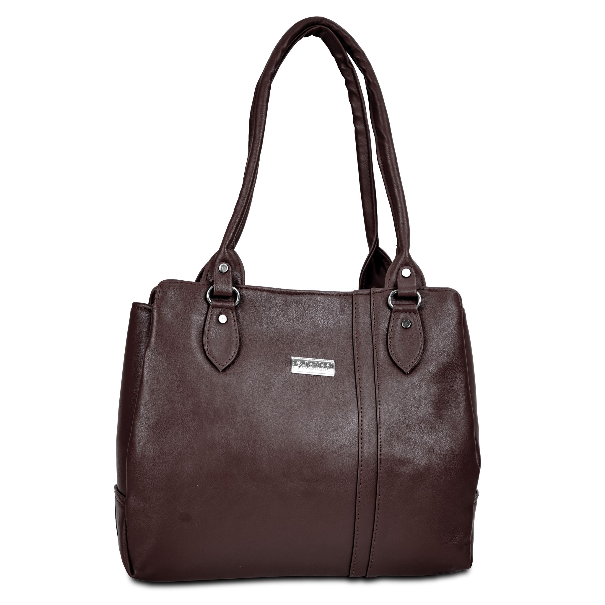 Jothi Sorelle Premium Womens Handbag | 4-Compartment Synthetic Leather Tote | Woven Pattern Finish | Water-Resistant | Soft Base | Dark Brown