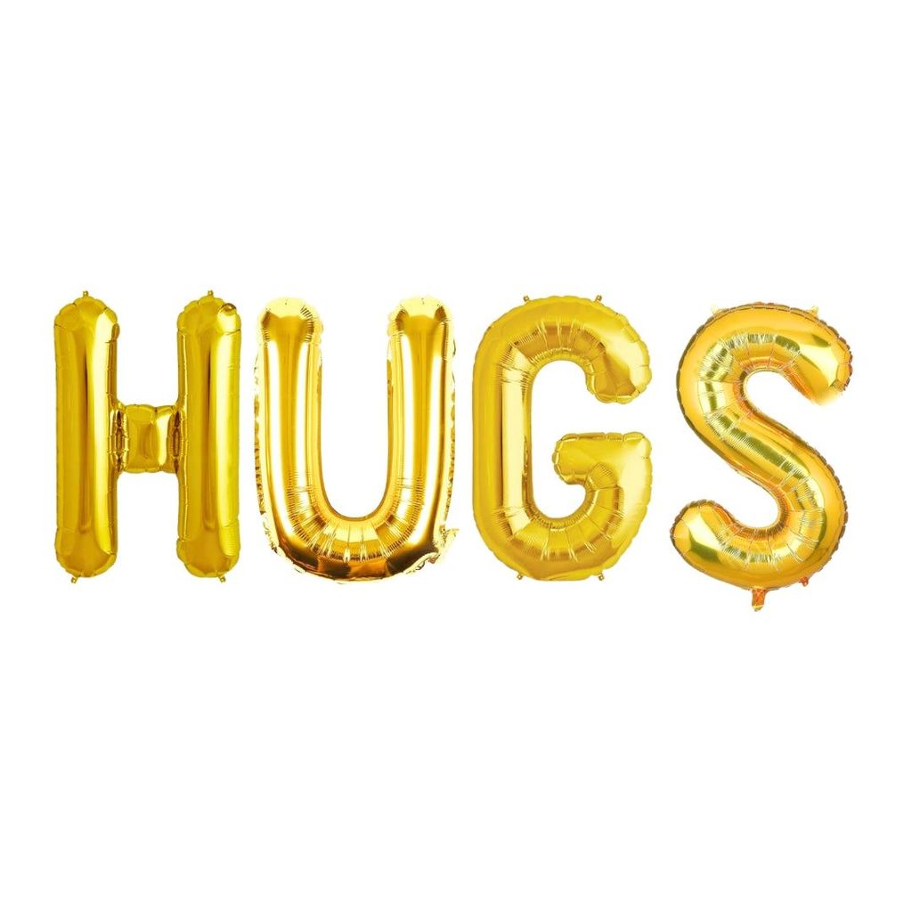 HUGS Golden Foil Balloon Set - Helium or Air Filled- 40 inches - 4PC - Party and Festive Needs | Buy online on ZillyBuy