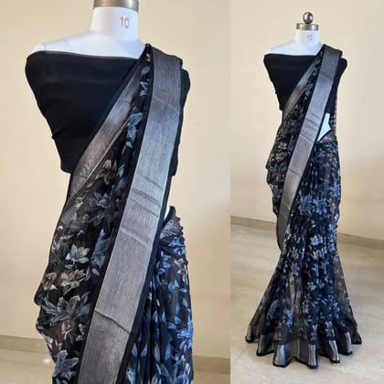 moss silk saree- butterfly chiffon Foil print