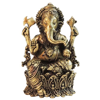 Brass Ganesh Ji Idol – Spiritual Brass Lord Ganesha Statue, Height : 4.2 Inch (BSMAS1825 G)