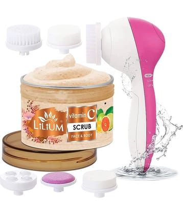 Lilium Vitamin C Face & Body Scrub, 250g with Multifunction 5in1 Massager
