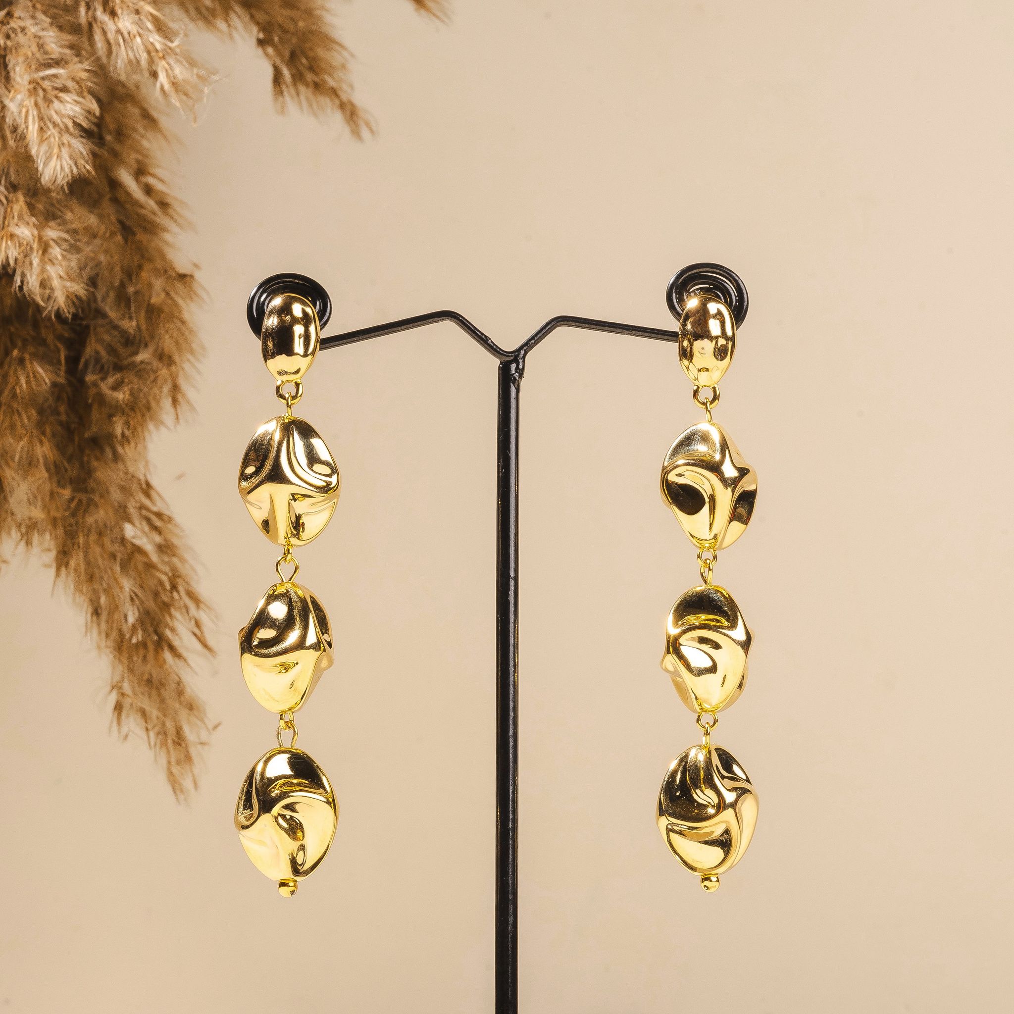 Alora Long Earrings-STAINLESS STEEL / GOLDEN